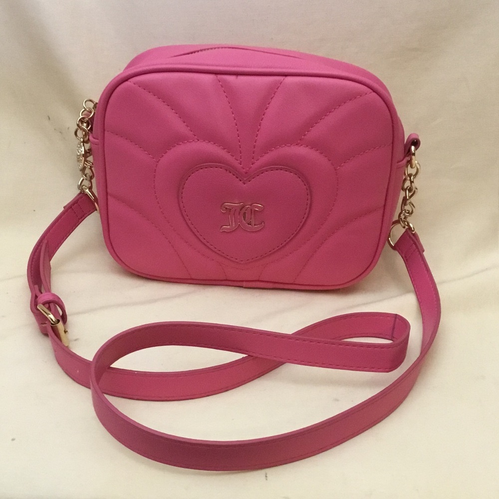 Juicy Couture Hot Pink Quilted Heart Crossbody Bag